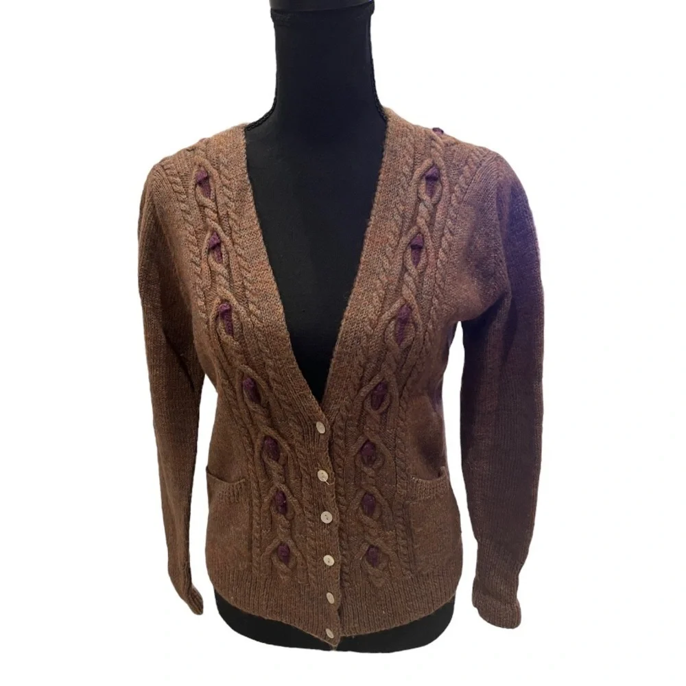 J. McLaughlin Wool Hand Knit Cardigan Size Small